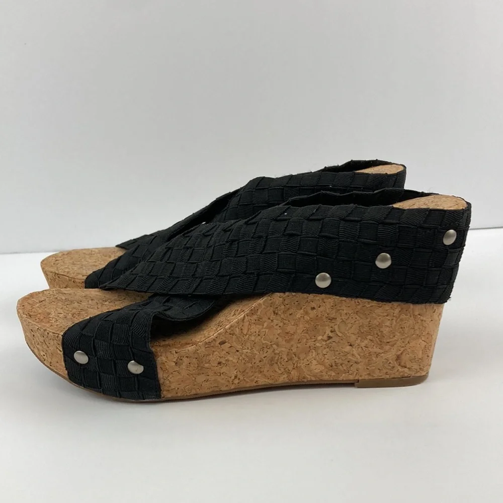Lucky Brand Women’s Black Strap Cork Platform Sandals sz 7.5